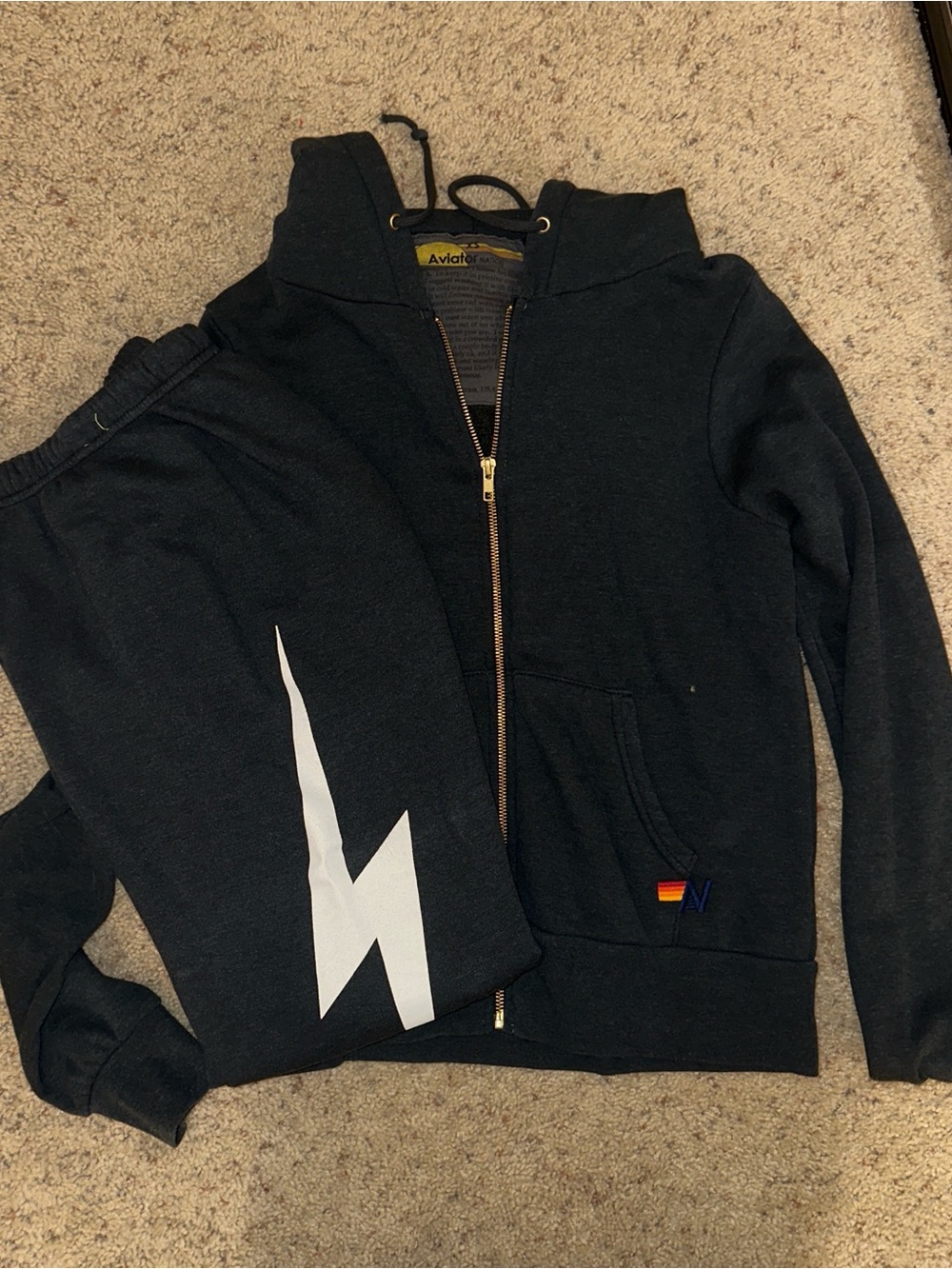Aviator Nation Black Zip Hoodie & Sweatpants Set